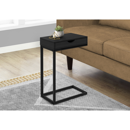 Monarch Specialties Accent Table - Black / Black Metal With A Drawer I 3600